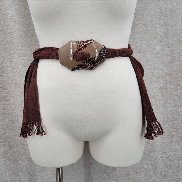 Vintage Hand Painted Sash Belt Woven Textile Strap Aztex Tribal Accent - Picture 1 of 13